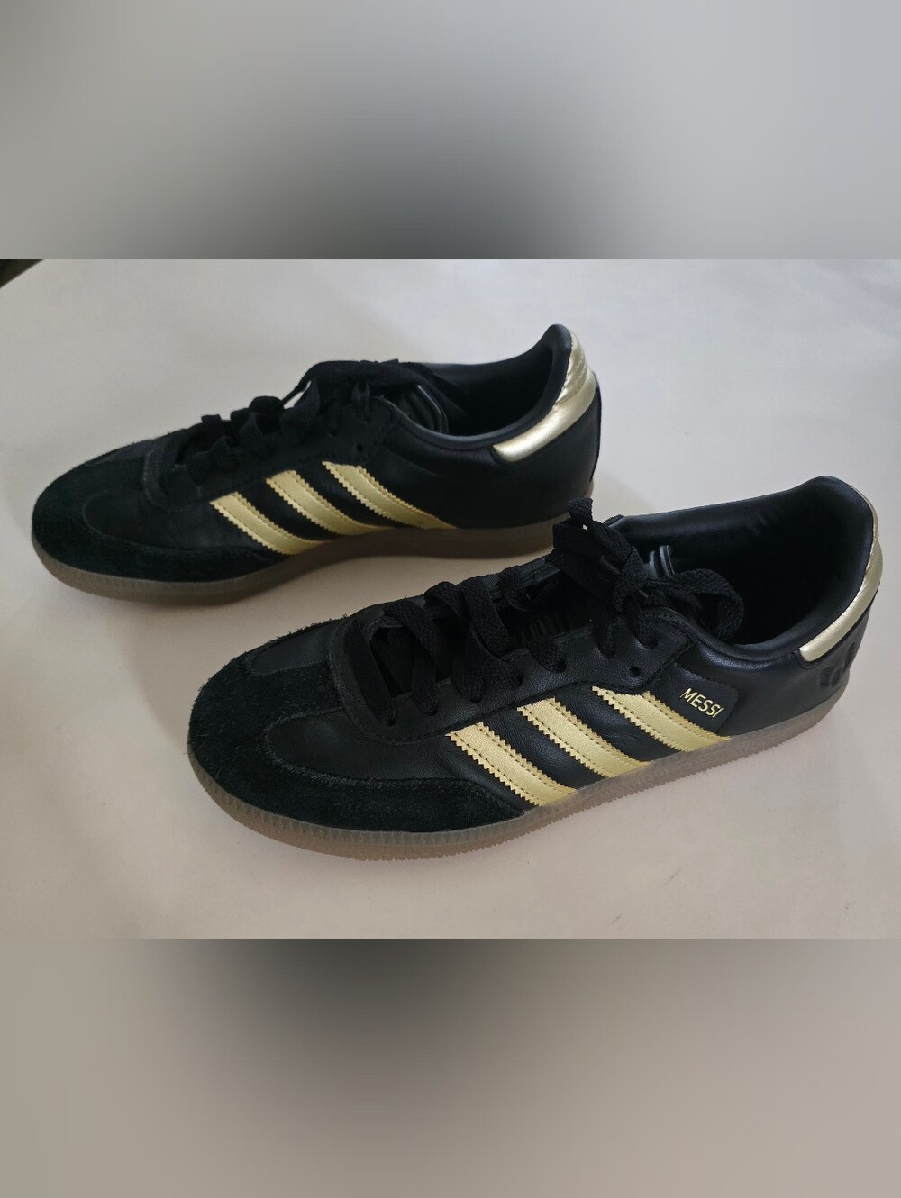 Adidas Samba Messi "Triunfo Dorado" Black Gold Sneakers - Size 6 Youth/Women 7.5